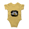 Baby Romper | 0-12 Months | 180 GSM Bio-Washed Cotton | Double-Stitched, Pre-Shrunk | Unisex | Personalized | Bold Graphic | Positive Affirmations | Motivation | Self-care | Uplifting | Positive Vibes Only - back - Yellow - mockup 2