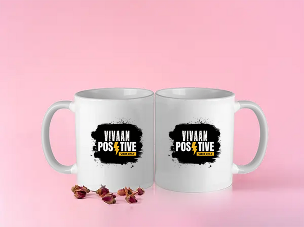 Color Coffee Mug | 11 oz | Ceramic | Fade-Proof | Unisex | Personalized | Bold Graphic | Positive Affirmations | Motivation | Self-care | Uplifting | Positive Vibes Only - front - White - mockup 1