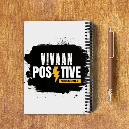 A5 Notepad | 120 Pages, Ruled/Unruled | 70 GSM Natural Shade Paper, 300 GSM Cover | Wire Bound | Everyday Use | Personalized | Bold Graphic | Positive Affirmations | Motivation | Self-care | Uplifting | Positive Vibes Only - back - White - mockup 2