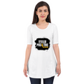 Maternity T-Shirt Dress | Women's Regular Fit | Bio-Washed Cotton Blend | Double-Stitched Comfort | Female | Personalized | Bold Graphic | Positive Affirmations | Motivation | Self-care | Uplifting | Positive Vibes Only - front - White - mockup 1
