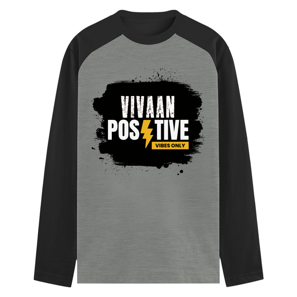 Male Raglan T-Shirt | Men's Regular Fit | 180 GSM Bio-Washed Fabric | Double Stitched, Ribbed Neck | Personalized | Bold Graphic | Positive Affirmations | Motivation | Self-care | Uplifting | Positive Vibes Only
