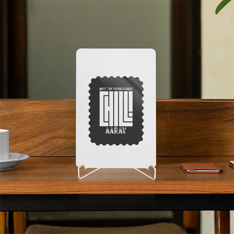 Acrylic Display Stand | 4x6 Inch | Clear Acrylic | Tabletop Display | Unisex | Personalized | Typography | Self-concept | Everyday | Calm | Effortlessly Chill - front - White - mockup 1