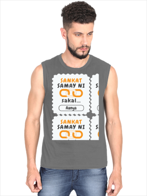 Personalized Minimalist T-Shirt with Custom Name - Male Sleeveless T Shirt Embroidery T-Shirt