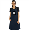Apron | One Size Adjustable Fit | Cotton Drill Fabric | Two Pockets, Double-Stitched | Unisex Adults | Personalized | Typography | Self-concept | Everyday | Calm | Effortlessly Chill - front - Navy Blue - mockup 1