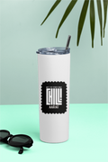 Tumbler Bottle | 20oz Capacity | Stainless Steel | Double-Wall Insulated, Splash-Proof Lid, Metal Straw | Everyday Use | Personalized | Typography | Self-concept | Everyday | Calm | Effortlessly Chill - front - White - mockup 1