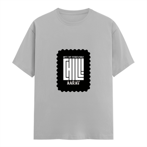 Female Classic Crew T-Shirt | Regular Fit | 180 GSM Bio-Washed Cotton Blend | Pre-Shrunk, Double-Stitched | Women | Personalized | Typography | Self-concept | Everyday | Calm | Effortlessly Chill - front - Grey Melange - mockup 1