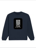 Oversized Sweatshirt | Relaxed Fit Unisex | 90% Cotton 10% Polyester 400 GSM | Pre-Shrunk Drop Shoulder | Unisex | Personalized | Typography | Control | Everyday | Confident | Calm Under Pressure - front - Navy Blue - mockup 1