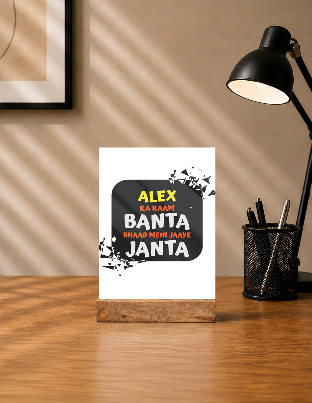 Acrylic Photo Frame with Stand | 5x7 Inch | Acrylic & Wood | UV Printed Tabletop Display | Universal | Personalized | Typography | Self-expression | Everyday | Assertive | Zero Public Pressure - front - mockup 1