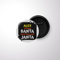 Pin Button Badge | Durable Metal | Glossy Finish | Unisex | Personalized | Typography | Self-expression | Everyday | Assertive | Zero Public Pressure - front - White - mockup 1