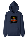 Pullover Hoodie | Unisex Regular Fit | Cotton Blend Tri-Layer | All-Season Comfort, Ribbed Cuffs | Adults | Personalized | Typography | Self-expression | Everyday | Assertive | Zero Public Pressure - front - Navy Blue - mockup 1
