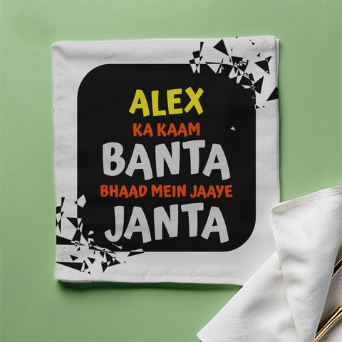 Cloth Napkin | Standard Dining Size | 100% Polyester | Soft, Durable, Hemmed | Unisex | Personalized | Typography | Self-expression | Everyday | Assertive | Zero Public Pressure - front - White - mockup 1