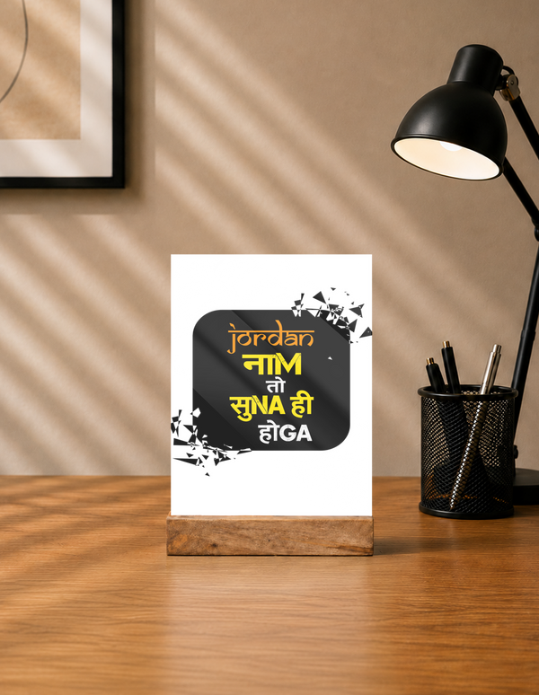 Acrylic Photo Frame with Stand | 5x7 Inch | Acrylic & Wood | UV Printed Tabletop Display | Universal | Personalized | Typography | Pop Culture | Everyday | Confident | Naam Toh Suna Hoga