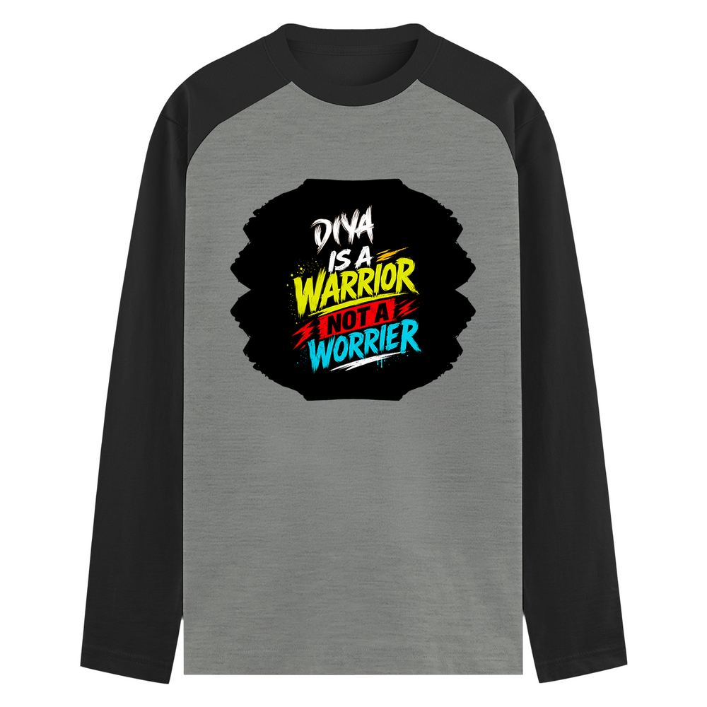 Male Raglan T-Shirt | Men's Regular Fit | 180 GSM Bio-Washed Fabric | Double Stitched, Ribbed Neck | Personalized | Bold Graphic | Self-worth | Inner Strength | Everyday | Empowering | Warrior Mentality - front - mockup 1