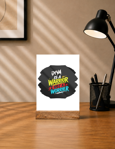 Acrylic Photo Frame with Stand | 5x7 Inch | Acrylic & Wood | UV Printed Tabletop Display | Universal | Personalized | Bold Graphic | Self-worth | Inner Strength | Everyday | Empowering | Warrior Mentality - front - mockup 1