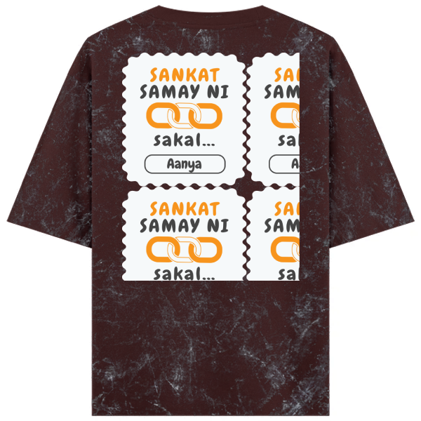 Personalized Minimalist T-Shirt with Custom Name - Acid Wash Oversized Tee Embroidery T-Shirt