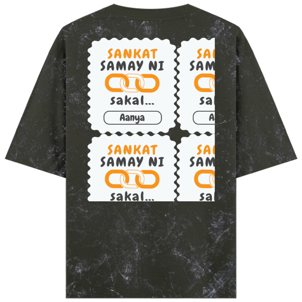 Personalized Minimalist T-Shirt with Custom Name - Acid Wash Oversized Tee Embroidery T-Shirt