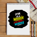 Sketchbook | A5 Size | 140 GSM Paper | Spiral Bound | Unisex | Personalized | Bold Graphic | Self-worth | Inner Strength | Everyday | Empowering | Warrior Mentality - front - White - mockup 1