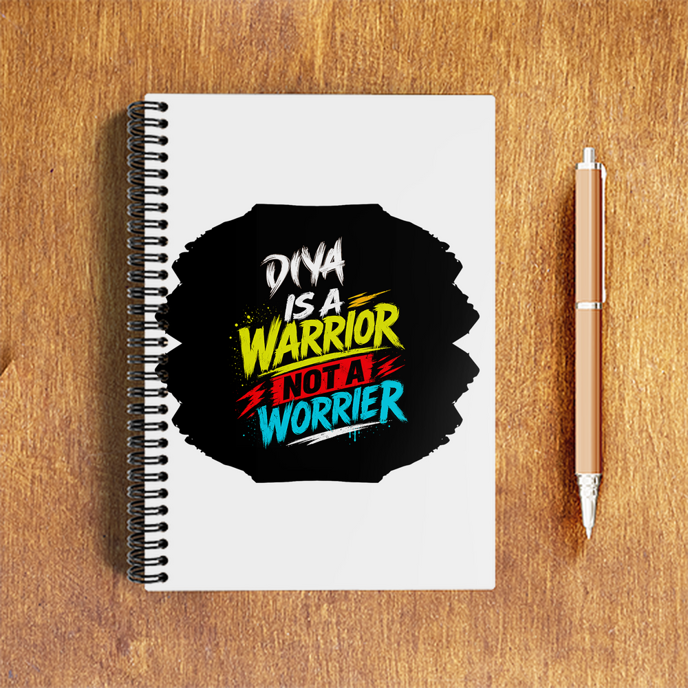 A5 Notepad | 120 Pages, Ruled/Unruled | 70 GSM Natural Shade Paper, 300 GSM Cover | Wire Bound | Everyday Use | Personalized | Bold Graphic | Self-worth | Inner Strength | Everyday | Empowering | Warrior Mentality - front - White - mockup 1
