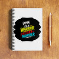 A5 Notepad | 120 Pages, Ruled/Unruled | 70 GSM Natural Shade Paper, 300 GSM Cover | Wire Bound | Everyday Use | Personalized | Bold Graphic | Self-worth | Inner Strength | Everyday | Empowering | Warrior Mentality - front - White - mockup 1