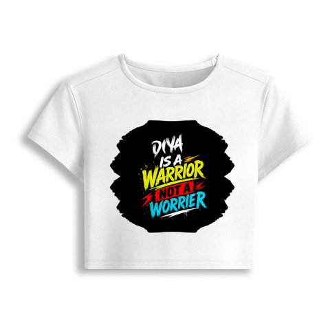 Female Baby Tee | Cropped Fit | Cotton Spandex Blend | Stretchy & Breathable | Women | Personalized | Bold Graphic | Self-worth | Inner Strength | Everyday | Empowering | Warrior Mentality - front - White - mockup 1