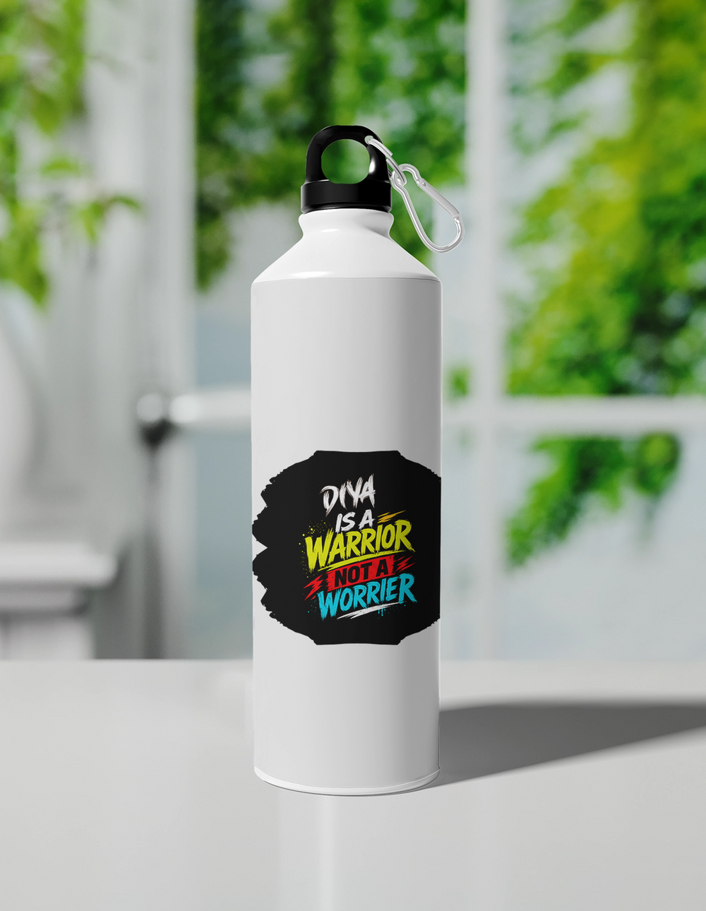 Sipper Bottle | 750 ml Unisex | Aluminum | Clip Cap | Fade-Proof | Personalized | Bold Graphic | Self-worth | Inner Strength | Everyday | Empowering | Warrior Mentality - front - White - mockup 1