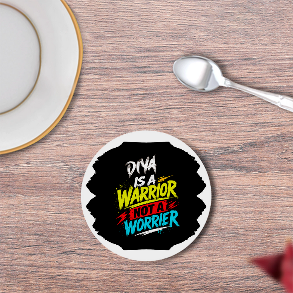 Coasters | 3mm MDF Board | Super Glossy Finish, Durable | Unisex | Personalized | Bold Graphic | Self-worth | Inner Strength | Everyday | Empowering | Warrior Mentality - front - White - mockup 1