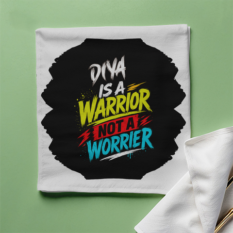 Cloth Napkin | Standard Dining Size | 100% Polyester | Soft, Durable, Hemmed | Unisex | Personalized | Bold Graphic | Self-worth | Inner Strength | Everyday | Empowering | Warrior Mentality - front - White - mockup 1