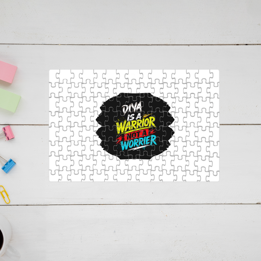 Jigsaw Puzzle | 120 Pieces A4 Size | Recycled Paper Semi-Glossy Finish | Fade-Proof Engaging Entertainment | Unisex | Personalized | Bold Graphic | Self-worth | Inner Strength | Everyday | Empowering | Warrior Mentality - front - mockup 1