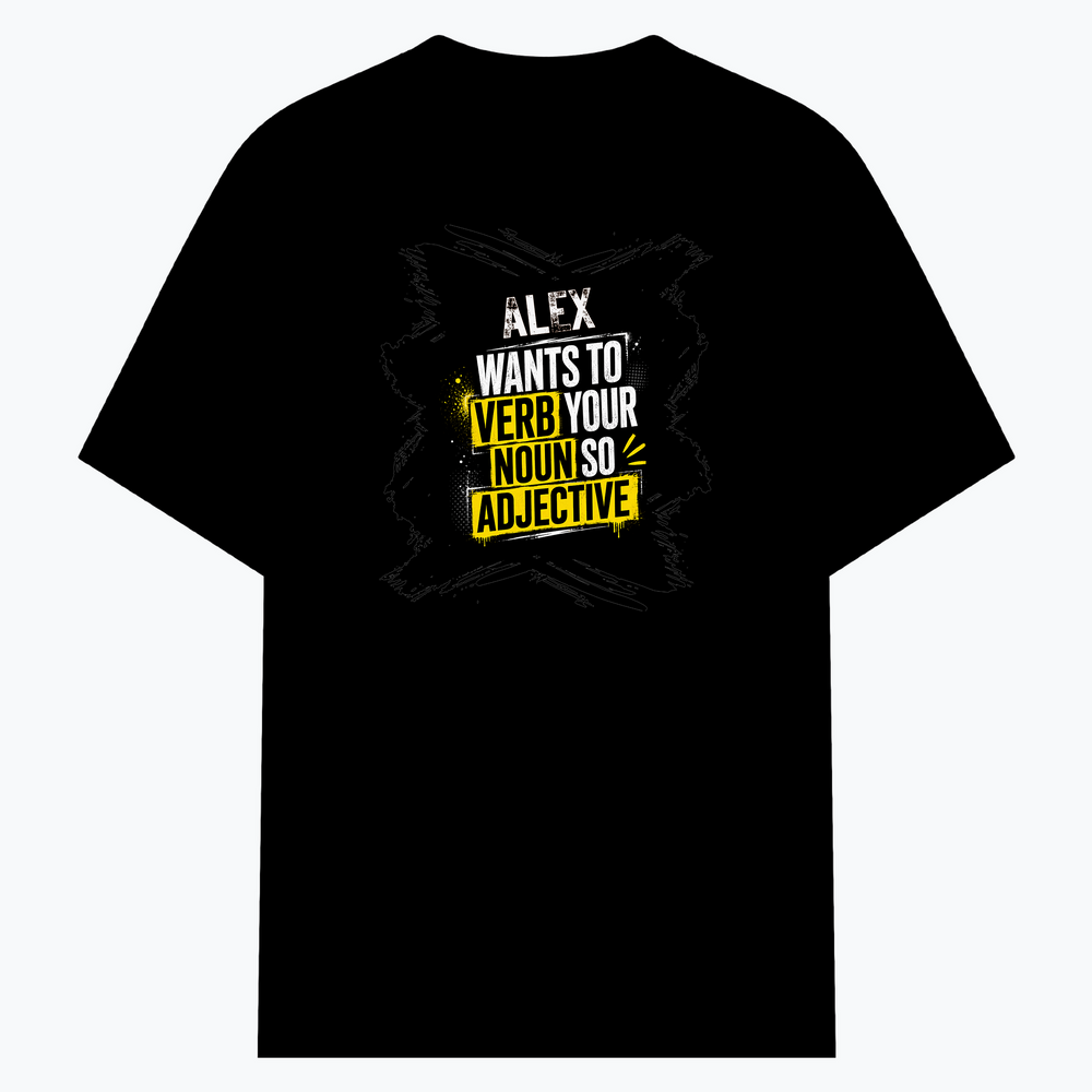 Cotton Stretch T-Shirt | Unisex Fit | 95% Cotton 5% Spandex | Breathable Flexible Durable | Adults | Personalized | Bold Graphic | Quotes | Everyday | Energetic | Verb Your Noun - front - Black - mockup 1