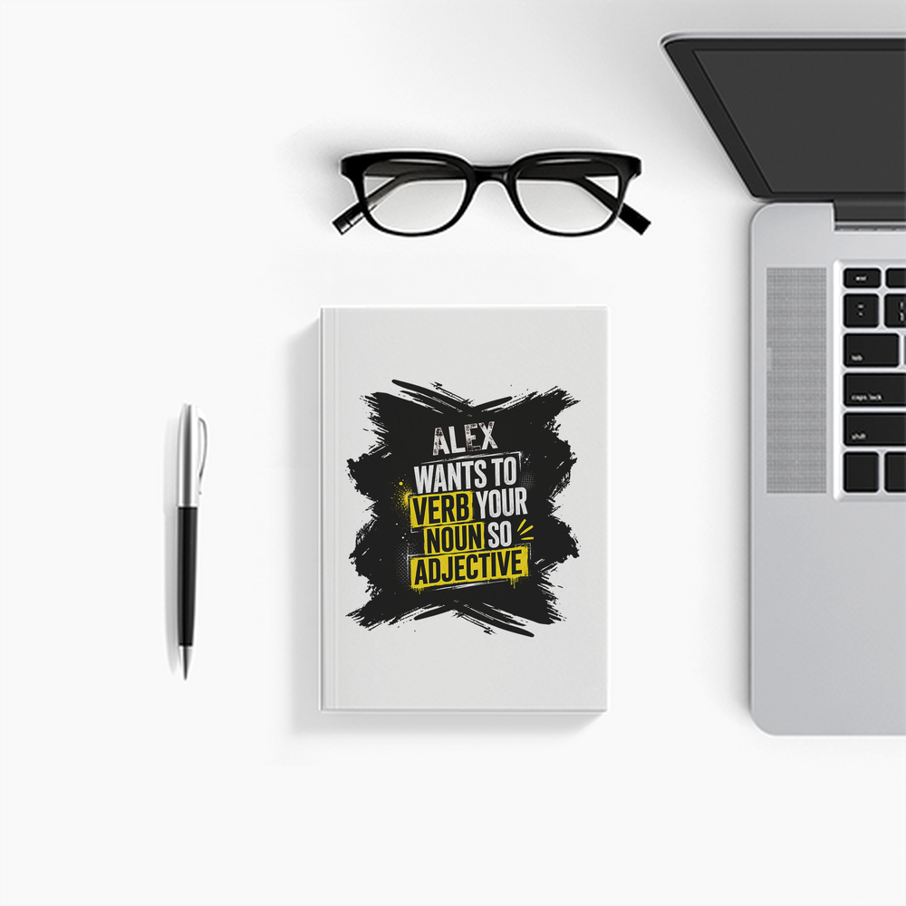 Notebook Journal | A5 Size | 300 GSM Cover, 70 GSM Eco-Friendly Pages | Soft Bound, Ruled/Unruled | Unisex | Personalized | Bold Graphic | Quotes | Everyday | Energetic | Verb Your Noun - front - White - mockup 1