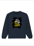 Oversized Sweatshirt | Relaxed Fit Unisex | 90% Cotton 10% Polyester 400 GSM | Pre-Shrunk Drop Shoulder | Unisex | Personalized | Bold Graphic | Quotes | Everyday | Energetic | Verb Your Noun - front - Navy Blue - mockup 1