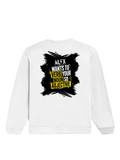 Oversized Sweatshirt | Relaxed Fit Unisex | 90% Cotton 10% Polyester 400 GSM | Pre-Shrunk Drop Shoulder | Unisex | Personalized | Bold Graphic | Quotes | Everyday | Energetic | Verb Your Noun - back - White - mockup 2