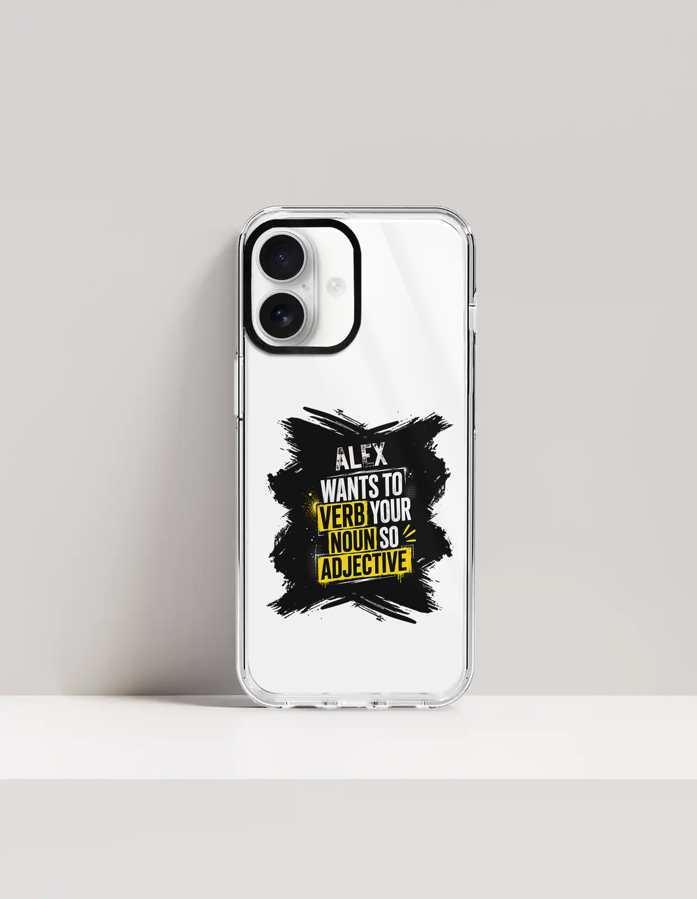 Hard Clear Case | For iPhone | TPU & PC Hybrid | Camera Guard & Scratch-Proof | Unisex | Personalized | Bold Graphic | Quotes | Everyday | Energetic | Verb Your Noun - front_17 - 17 - mockup 1