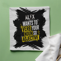 Cloth Napkin | Standard Dining Size | 100% Polyester | Soft, Durable, Hemmed | Unisex | Personalized | Bold Graphic | Quotes | Everyday | Energetic | Verb Your Noun - front - White - mockup 1