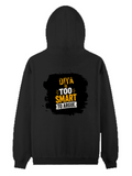 Pullover Hoodie | Unisex Regular Fit | Cotton Blend Tri-Layer | All-Season Comfort, Ribbed Cuffs | Adults | Personalized | Typography | Intelligence | Self-assurance | Everyday | Confident | Too Smart To Argue - back - Black - mockup 2