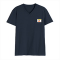 Men's V-Neck T-Shirt | Regular Fit | 180 GSM Bio-Washed Cotton | Durable Double-Stitched Seams | Everyday Wear | Personalized | Typography | Friendship | Everyday | Supportive | Don't Worry, Mi Aahe - left pocket - Navy Blue - mockup 3