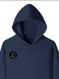 Pullover Hoodie | Unisex Regular Fit | Cotton Blend Tri-Layer | All-Season Comfort, Ribbed Cuffs | Adults | Personalized | Typography | Self-knowledge | Everyday | Confident | Know The Game - right pocket - Navy Blue - mockup 4