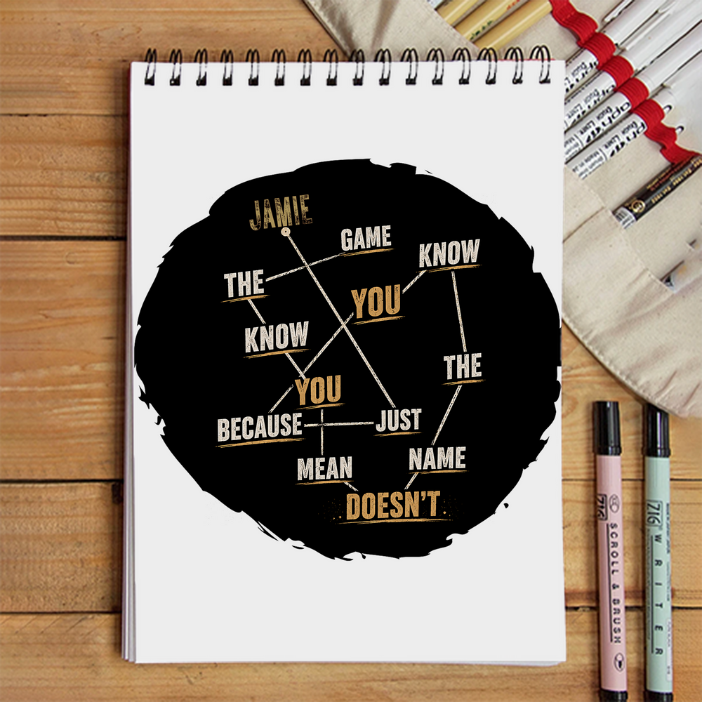 Sketchbook | A5 Size | 140 GSM Paper | Spiral Bound | Unisex | Personalized | Typography | Self-knowledge | Everyday | Confident | Know The Game - front - White - mockup 1