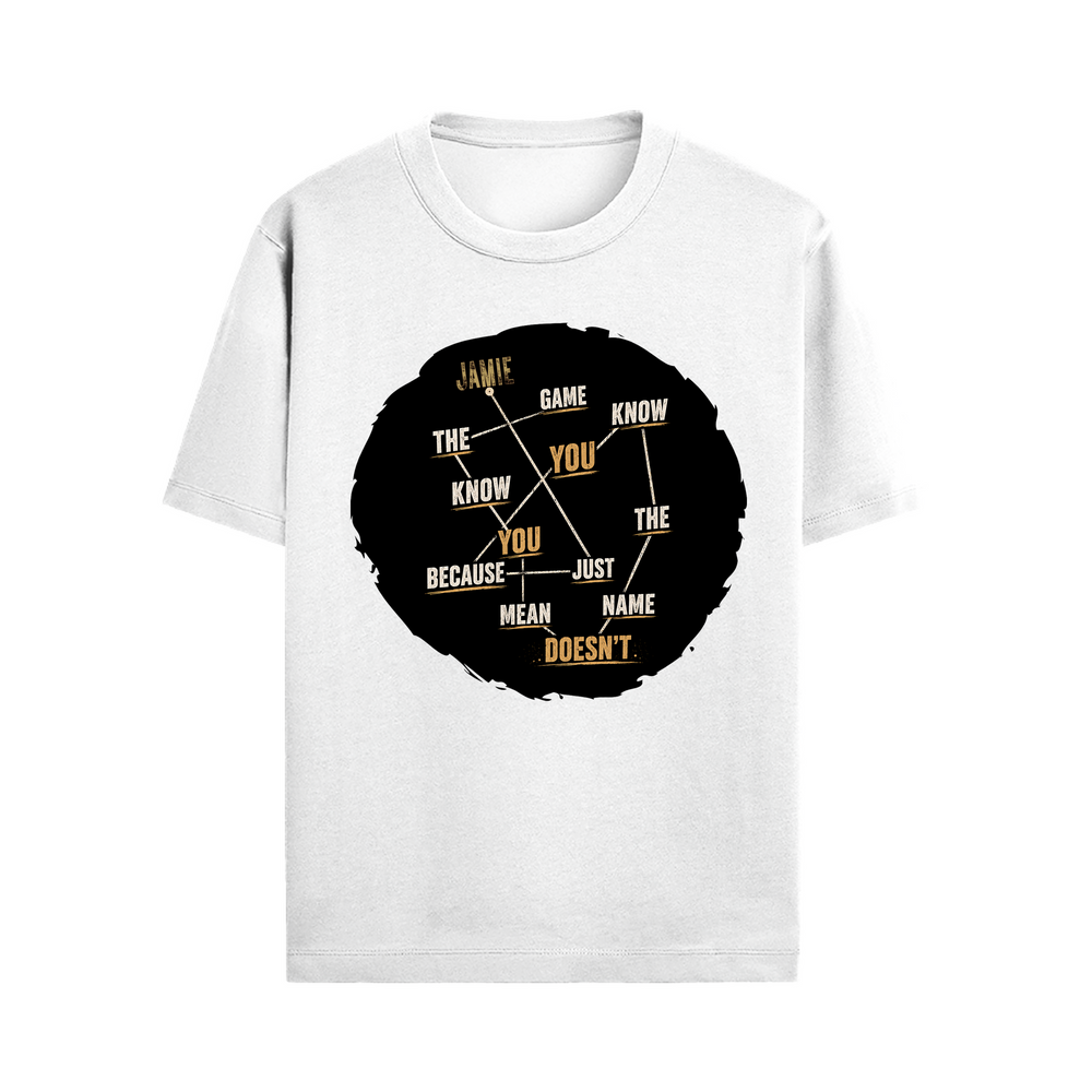Male Standard Crew T-Shirt | Regular Fit | 100% Cotton (180 GSM) | Breathable, Durable | Men's | Personalized | Typography | Self-knowledge | Everyday | Confident | Know The Game - front - White - mockup 1