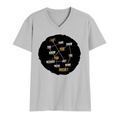 Men's V-Neck T-Shirt | Regular Fit | 180 GSM Bio-Washed Cotton | Durable Double-Stitched Seams | Everyday Wear | Personalized | Typography | Self-knowledge | Everyday | Confident | Know The Game - front - Grey Melange - mockup 1