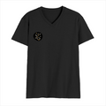 Men's V-Neck T-Shirt | Regular Fit | 180 GSM Bio-Washed Cotton | Durable Double-Stitched Seams | Everyday Wear | Personalized | Typography | Self-knowledge | Everyday | Confident | Know The Game - right pocket - Black - mockup 4