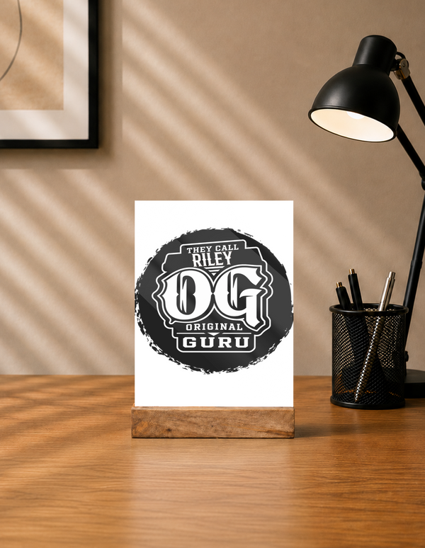 Acrylic Photo Frame with Stand | 5x7 Inch | Acrylic & Wood | UV Printed Tabletop Display | Universal | Personalized | Typography | Identity | Everyday | Confident | Call Me OG Guru