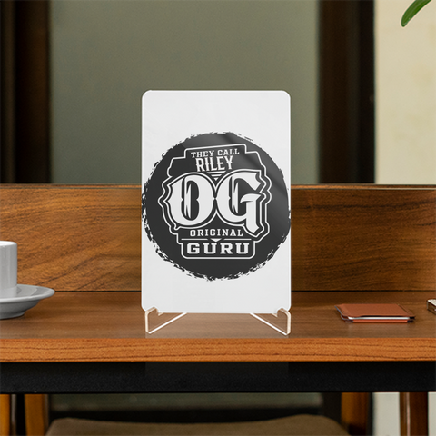 Acrylic Display Stand | 4x6 Inch | Clear Acrylic | Tabletop Display | Unisex | Personalized | Typography | Identity | Everyday | Confident | Call Me OG Guru - front - White - mockup 1
