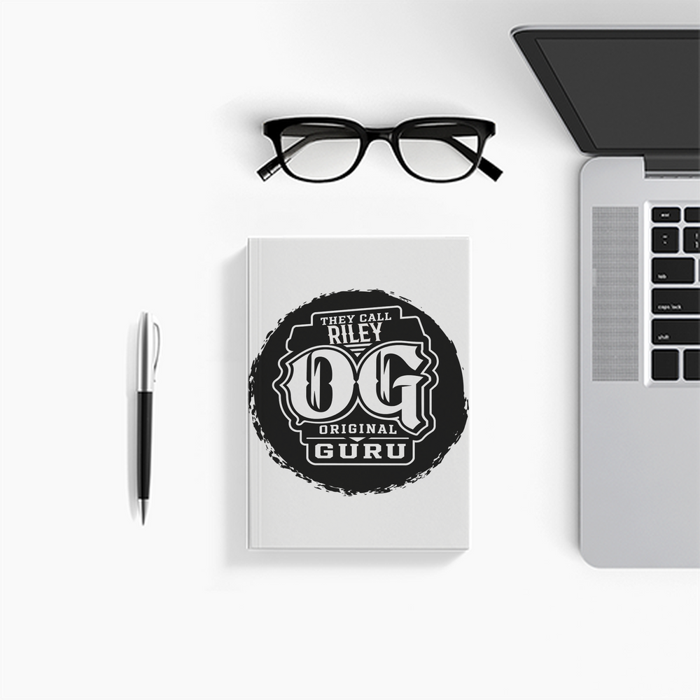 Notebook Journal | A5 Size | 300 GSM Cover, 70 GSM Eco-Friendly Pages | Soft Bound, Ruled/Unruled | Unisex | Personalized | Typography | Identity | Everyday | Confident | Call Me OG Guru - front - White - mockup 1