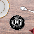 Coasters | 3mm MDF Board | Super Glossy Finish, Durable | Unisex | Personalized | Typography | Identity | Everyday | Confident | Call Me OG Guru - front - White - mockup 1