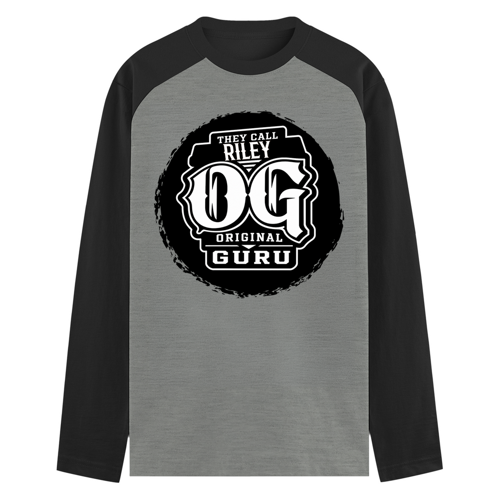 Male Raglan T-Shirt | Men's Regular Fit | 180 GSM Bio-Washed Fabric | Double Stitched, Ribbed Neck | Personalized | Typography | Identity | Everyday | Confident | Call Me OG Guru - front - mockup 1