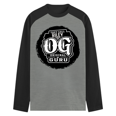 Male Raglan T-Shirt | Men's Regular Fit | 180 GSM Bio-Washed Fabric | Double Stitched, Ribbed Neck | Personalized | Typography | Identity | Everyday | Confident | Call Me OG Guru - front - mockup 1