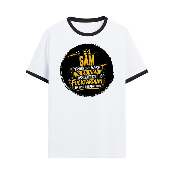 Ringer T-Shirt | Unisex Fit | 100% Cotton | Bio-Washed, Pre-Shrunk, Rib Neck | Adults | Personalized | Typography | Humor | Sarcasm | Everyday | Sarcastic | Not So Nice