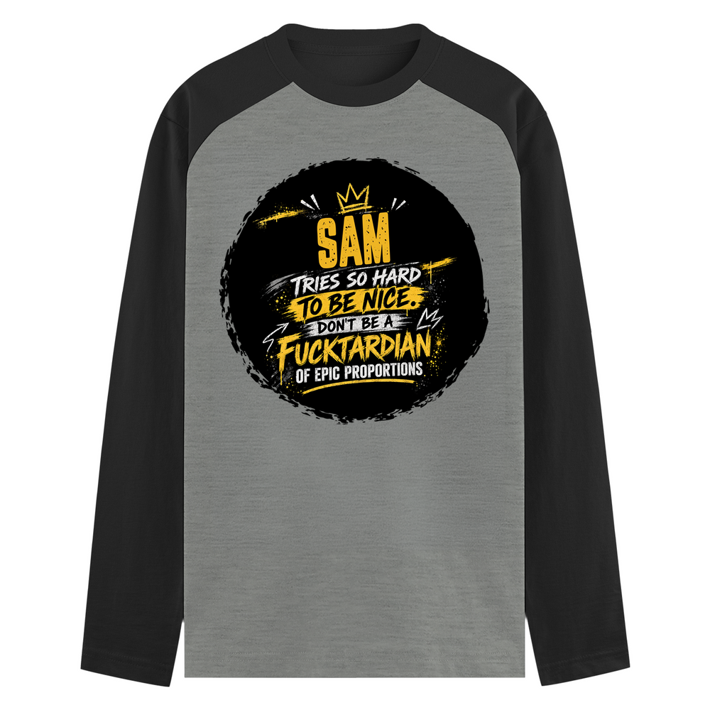 Male Raglan T-Shirt | Men's Regular Fit | 180 GSM Bio-Washed Fabric | Double Stitched, Ribbed Neck | Personalized | Typography | Humor | Sarcasm | Everyday | Sarcastic | Not So Nice - front - mockup 1