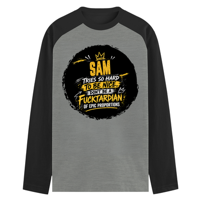 Male Raglan T-Shirt | Men's Regular Fit | 180 GSM Bio-Washed Fabric | Double Stitched, Ribbed Neck | Personalized | Typography | Humor | Sarcasm | Everyday | Sarcastic | Not So Nice - front - mockup 1